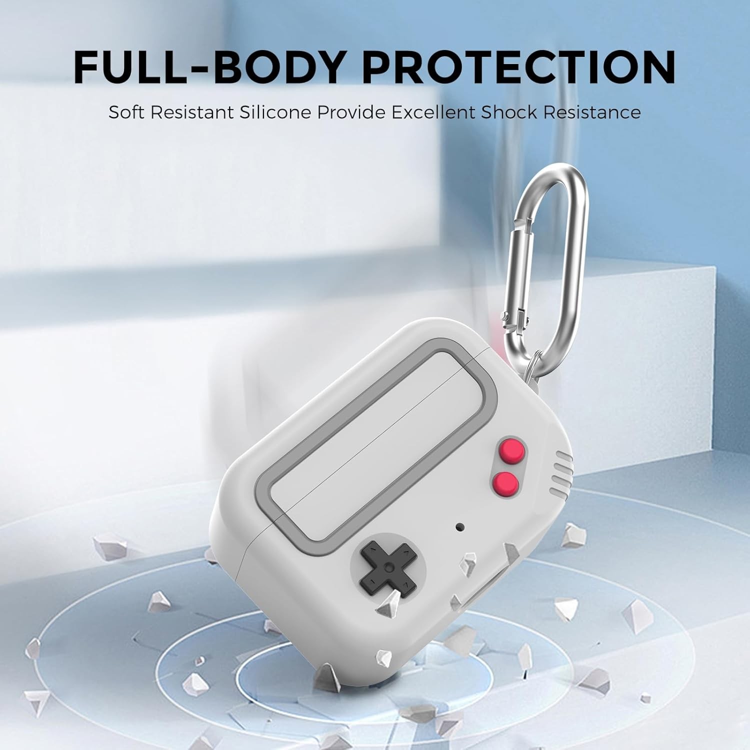 Silicone Case for Beats Studio Buds, Game-Machine Design Cover (Light Grey)