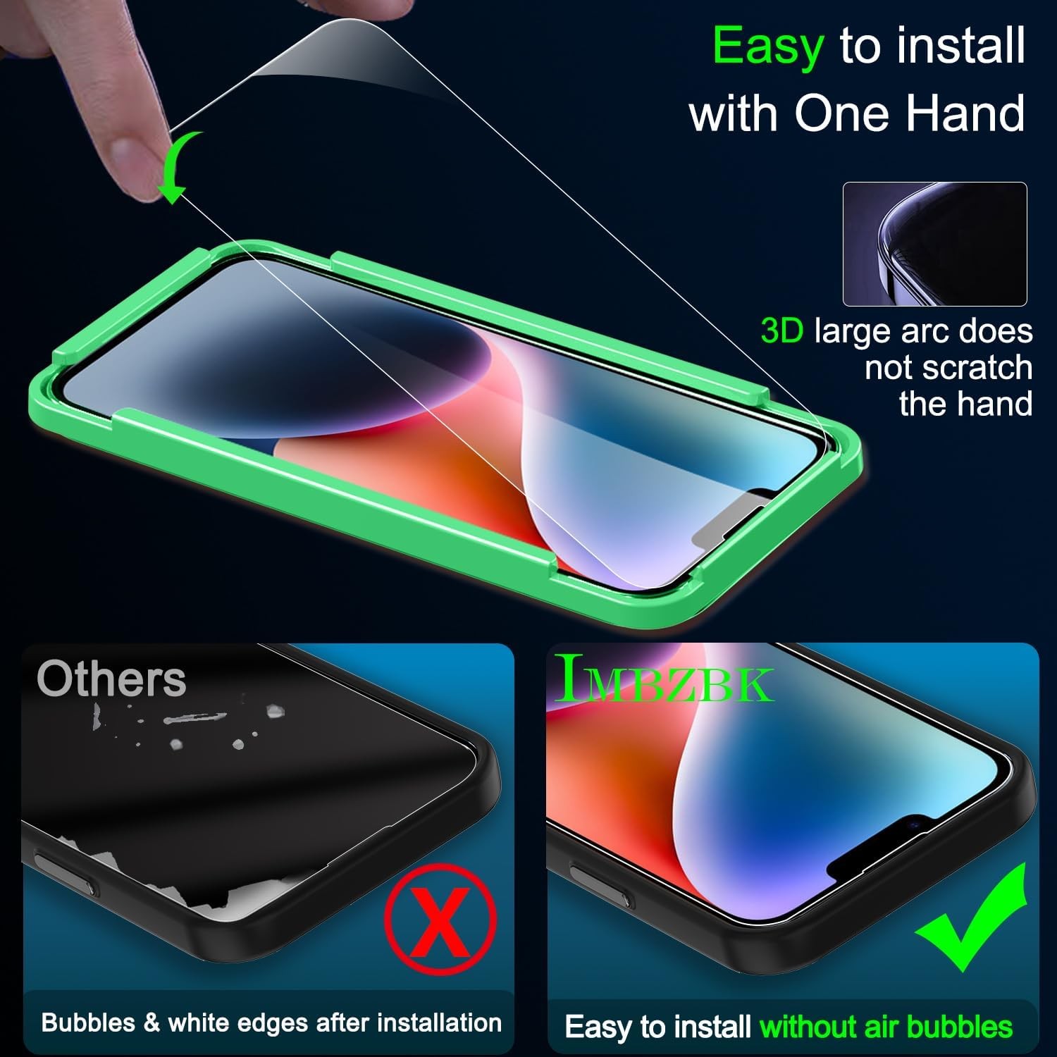 3 Pack Screen Protector for iPhone 14 with Camera Lens Protector, 9H Anti Scratc