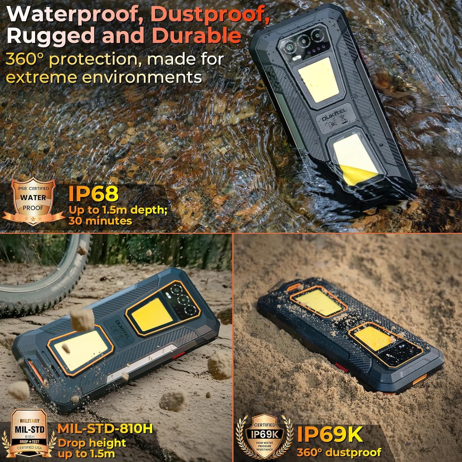 OUKITEL WP58 Pro 5G Rugged Smartphone Android 15 512GB 10000mAh NFC GPS OTG