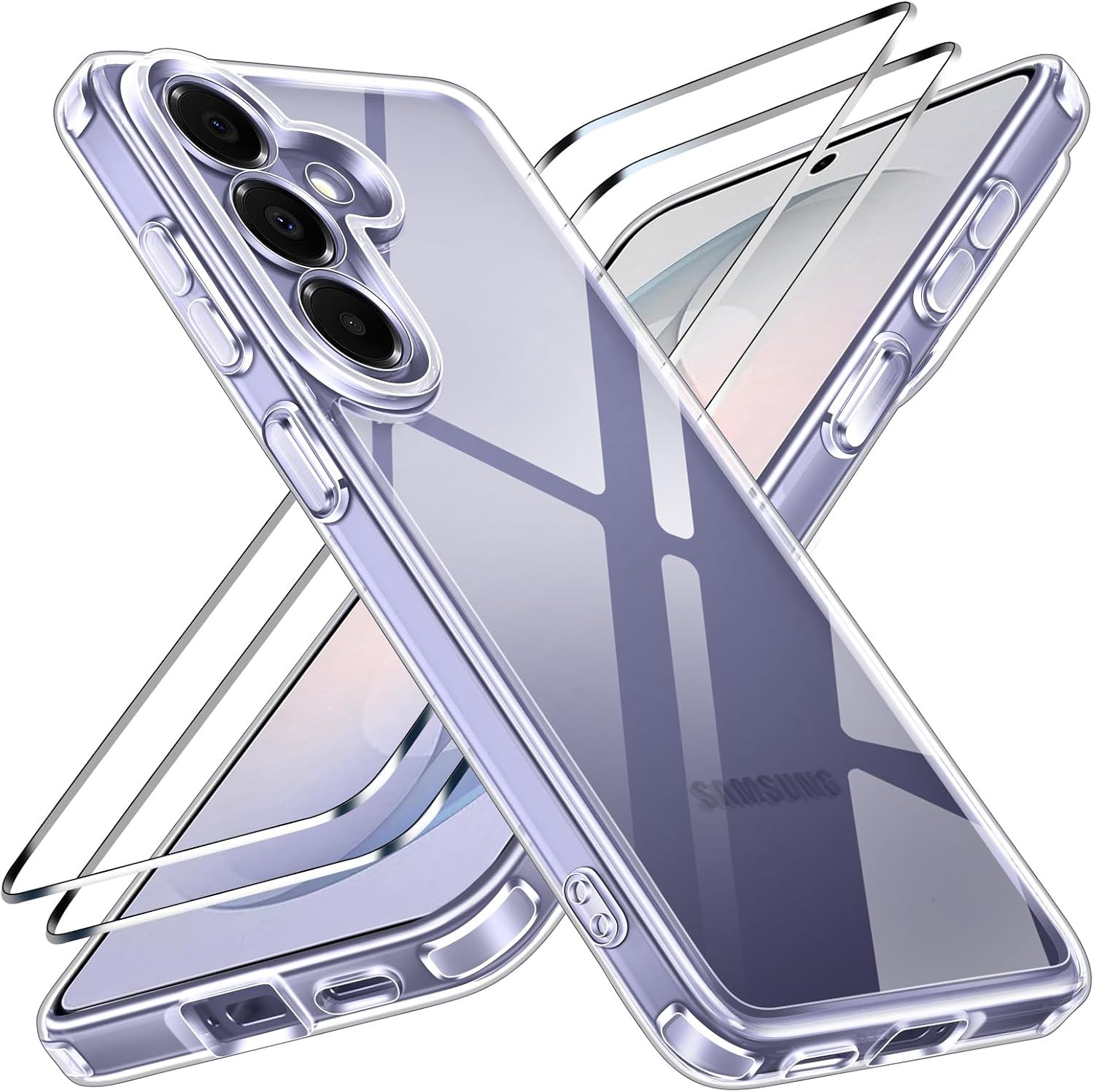 3-in-1 Case for Samsung Galaxy S26 Plus 6.7” with 2 Pack Tempered Glass Protecto