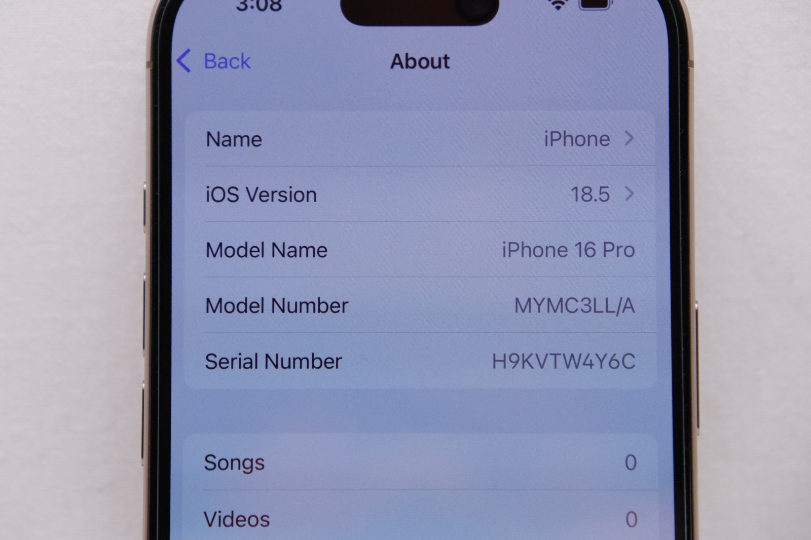 Apple iPhone 16 Pro 128GB, Desert Titanium Low Cycle Count Sim Locked #79