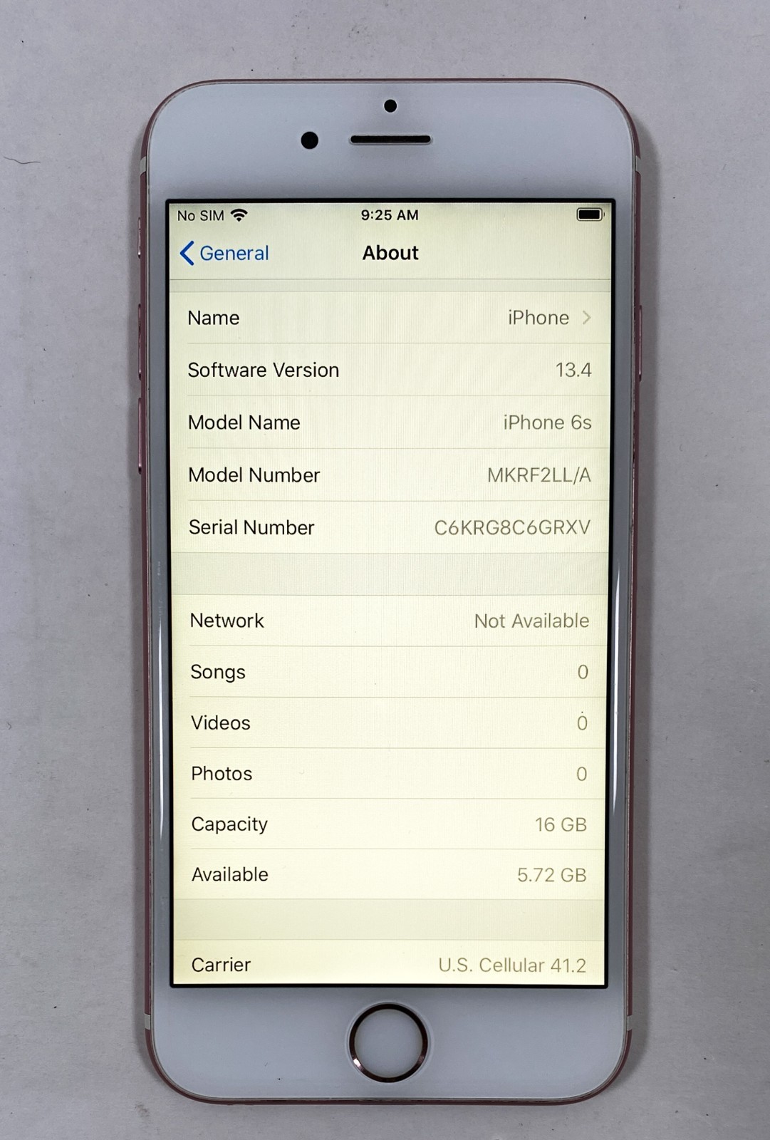 Apple iPhone 6s – 16 GB – Rose Gold Pink (U.S. Cellular) 16GB MKRF2LL/A A1633