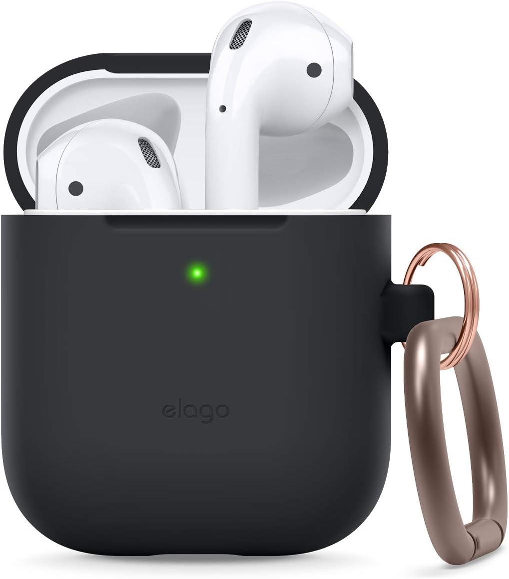 Silicone Case with Keychain for Apple AirPods Case 1 & 2, Front LED Visible