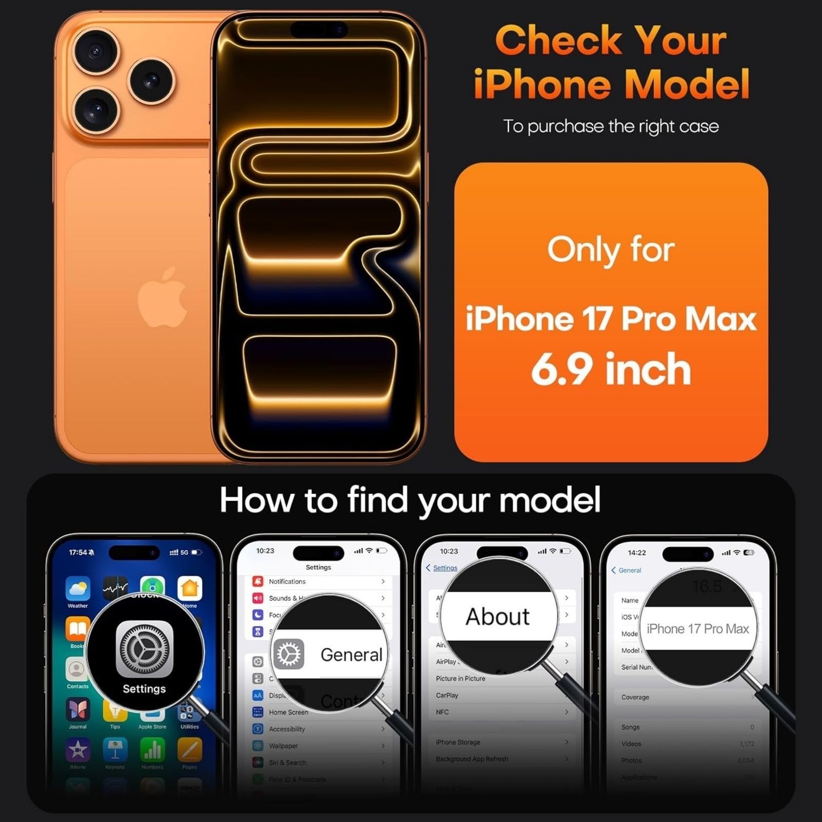 iPhone 17 Pro Max Case, Slim Shockproof Clear Case with Full Camera Protection