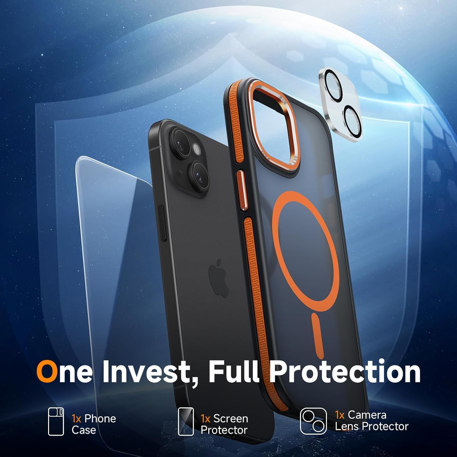 Magnetic 3 in 1 for iPhone 14 Case with 1x Screen Protector + 1x Camera Cover