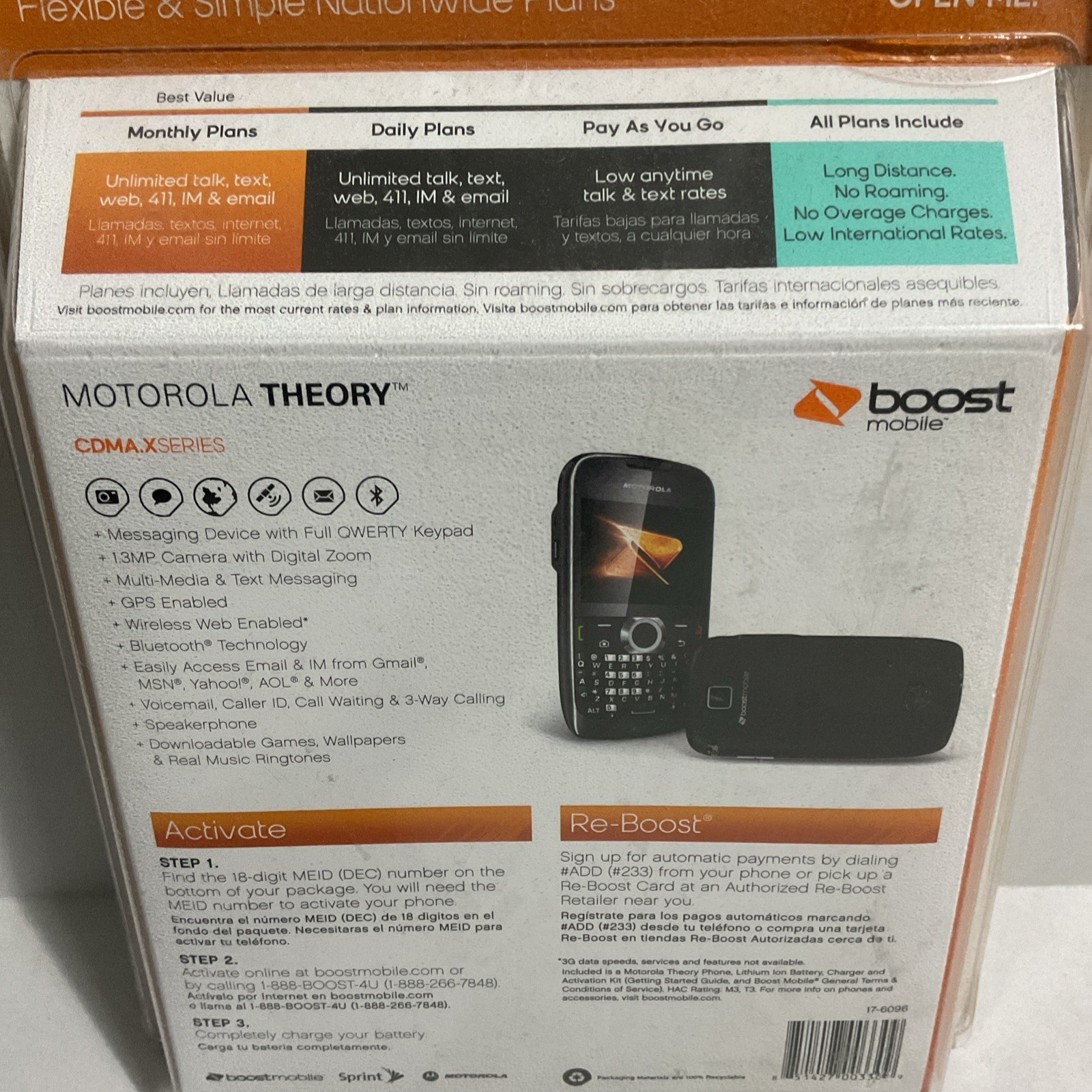 Black Motorola Theory – (Boost Mobile) Cellular – Factory Sealed Brand New