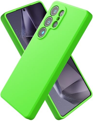 Silicone Case for Samsung Galaxy S25 Ultra, Soft Slim Liquid Silicone Neon Green