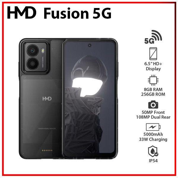 (New) HMD Fusion 5G 8GB+256GB BLACK Unlocked Dual SIM Android Cell Phone