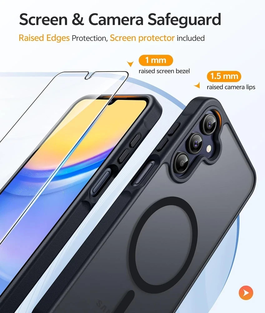 Galaxy A15 5G Phone Case: Matte Translucent Military-Grade Protection – Black