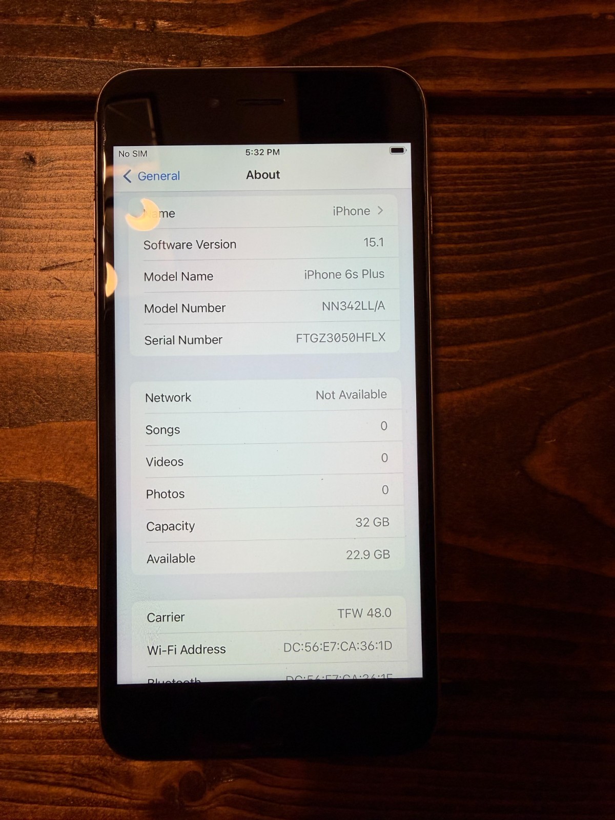 Apple iPhone 6s Plus – 32 GB – Silver – Used- No Box – No Acessories