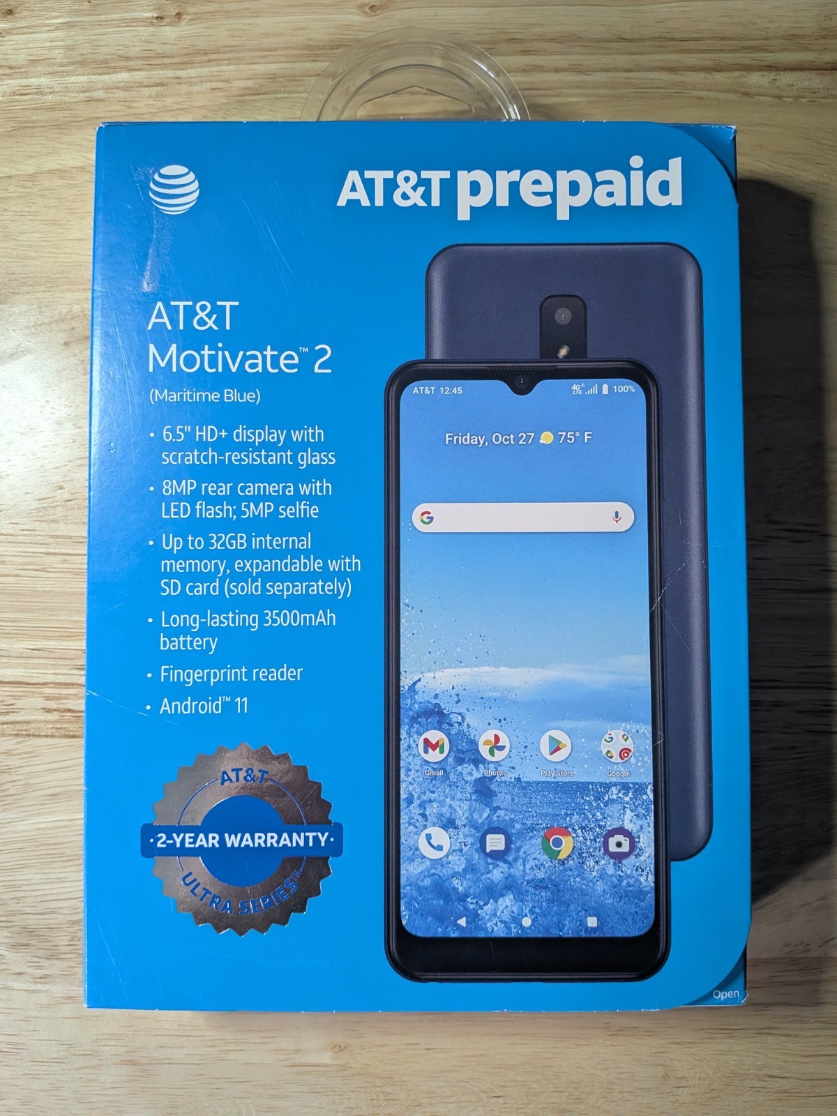 AT&T Motivate 2 – 32 GB 6.5” HD Prepaid Smartphone (Maritime Blue) Read Desc.