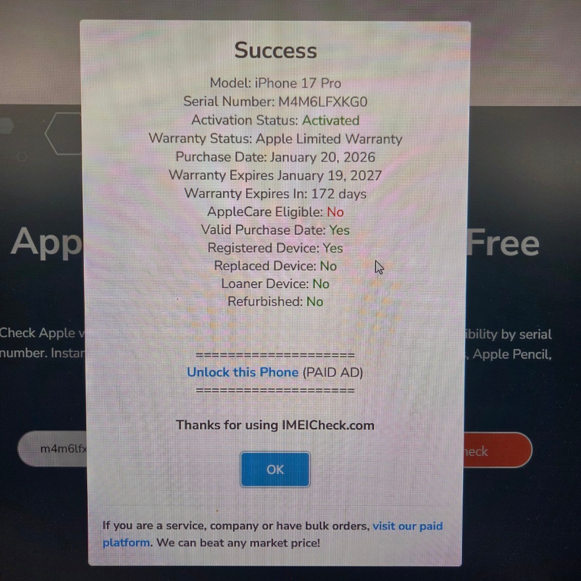Apple iPhone 17 Pro 256GB Deep Blue MG7M4LL/A AT&T Locked, 100% Battery