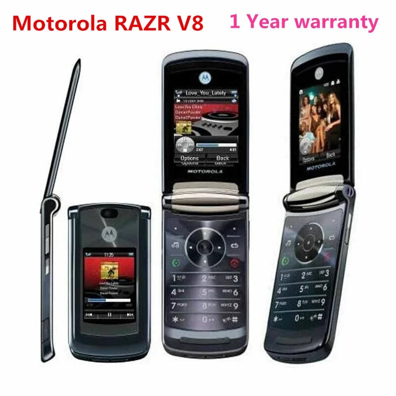 Unlocked Classic Motorola Razr 2 V8 2GB 2.0MP Flip Java Cell Mobile Phone