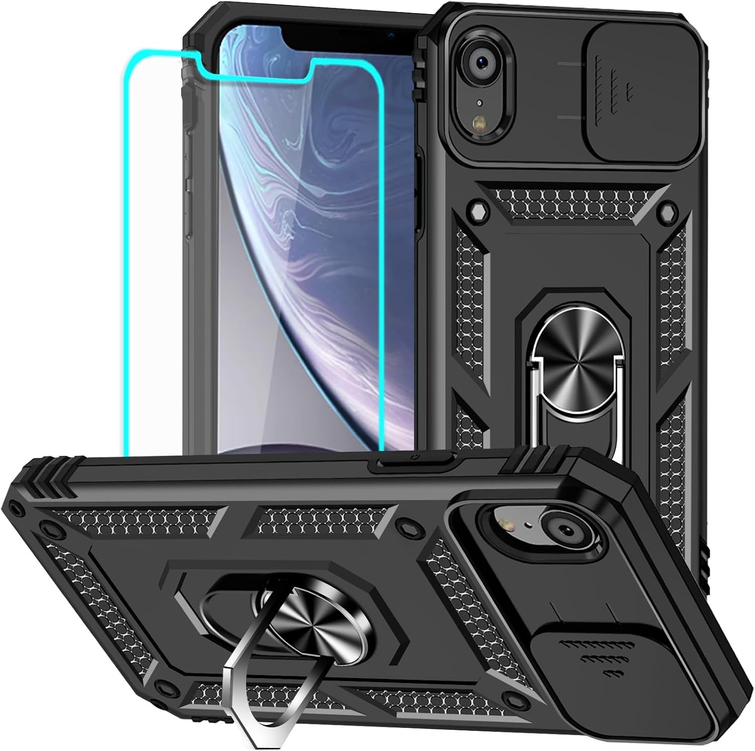 Shockproof iPhone XR Case with HD Screen Protector: 20ft Military Grade Drop Tes