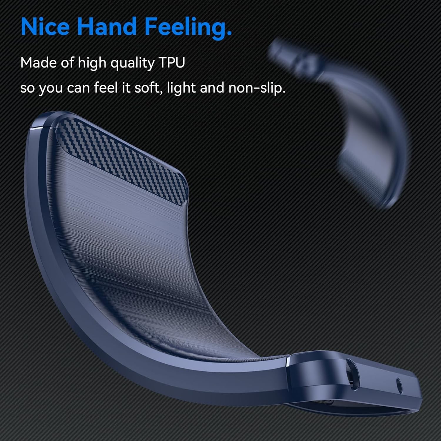 Case for Galaxy A06 Samsung A06 Matte Carbon Fiber Soft TPU Anti-Slip Cover, Blu
