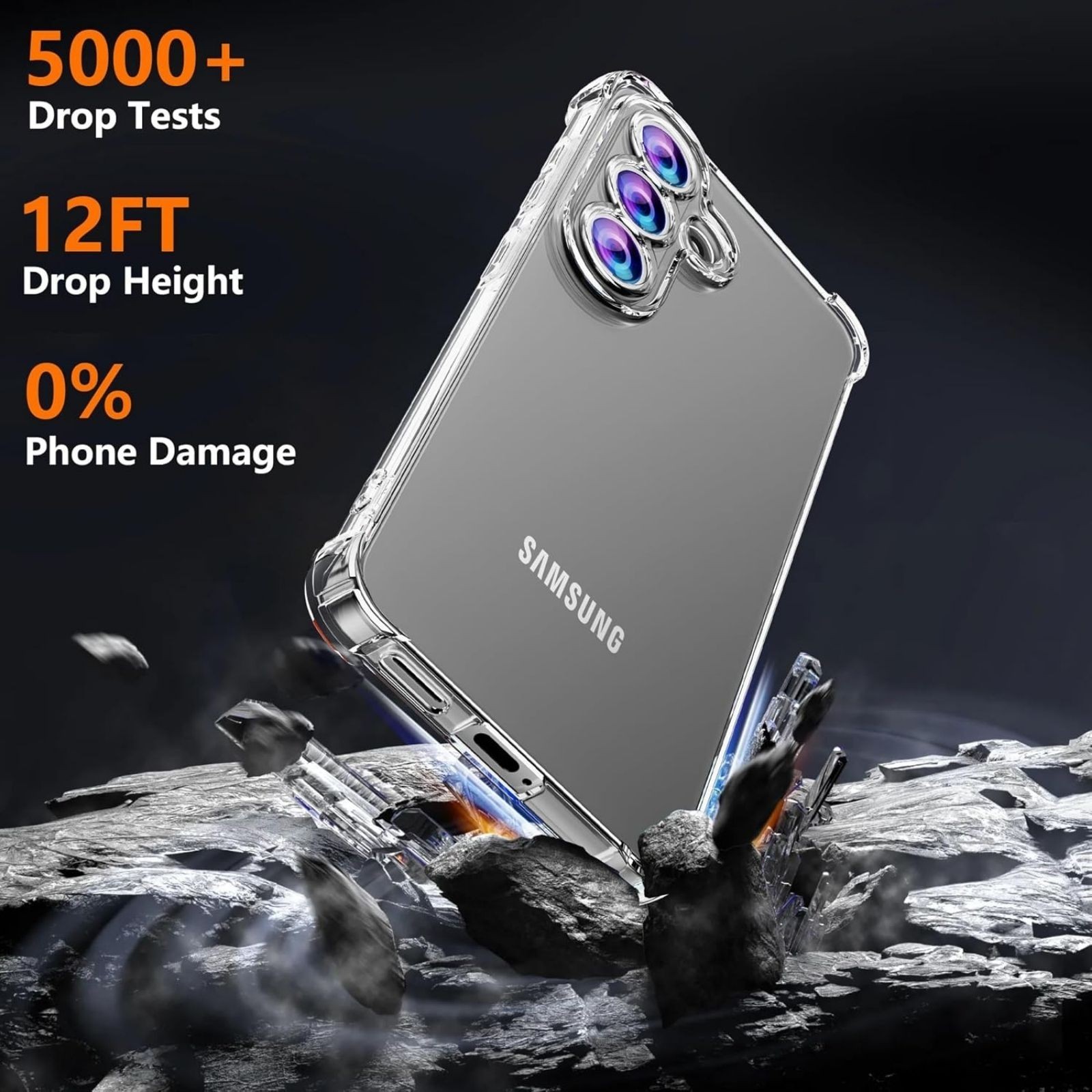 Phone Case for Samsung Galaxy S26 with Tempered Glass Screen Protector, Clear Co