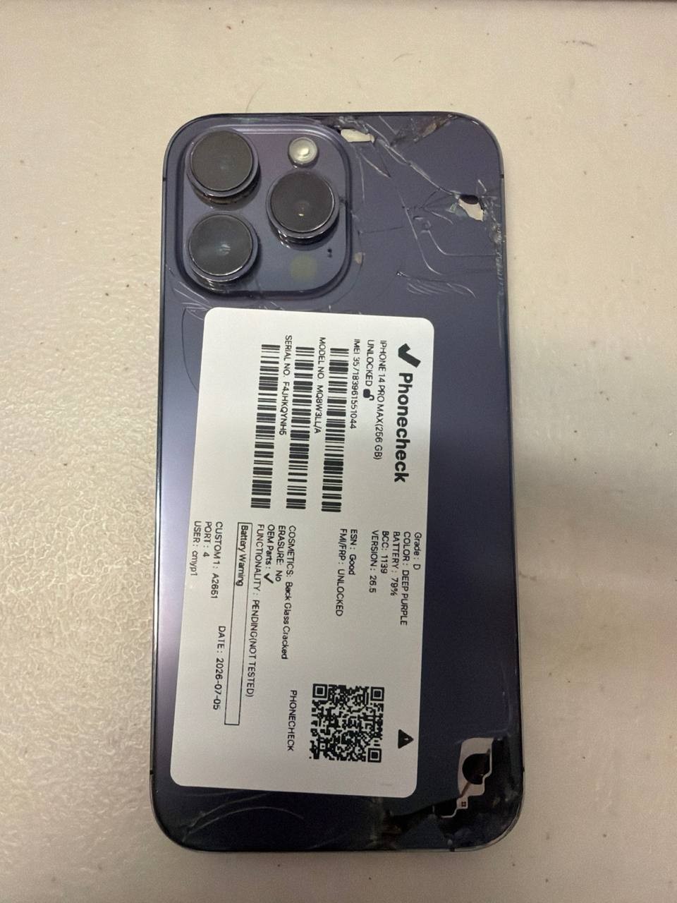 iPhone 14 Pro Max 256GB – Deep Purple (Unlocked)