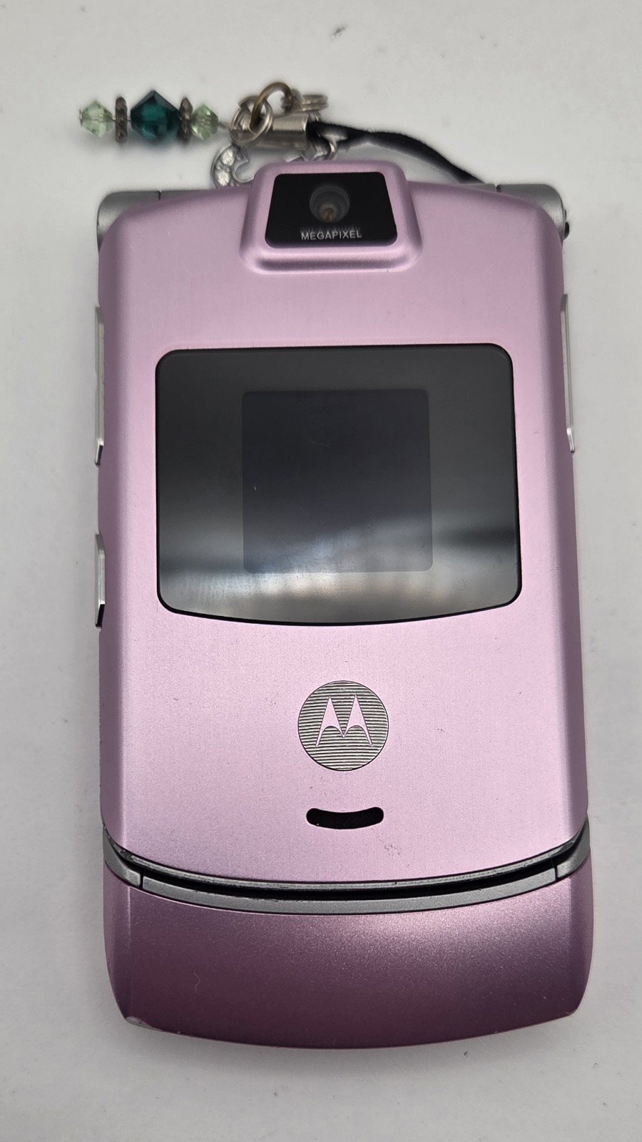 Motorola RAZR V3m Pink with Silver Vintage Rare Flip Phone Tested Works Megapix