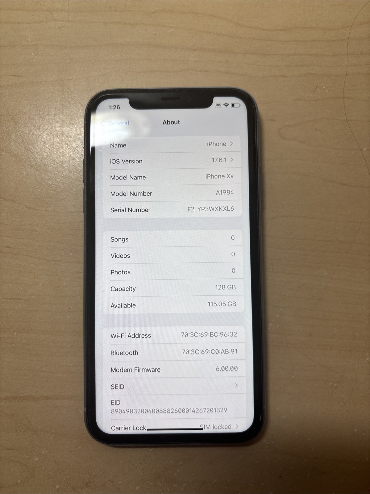 Apple iPhone XR 128GB Sim locked 6.1″ – (Blue) A1984 Read Discription