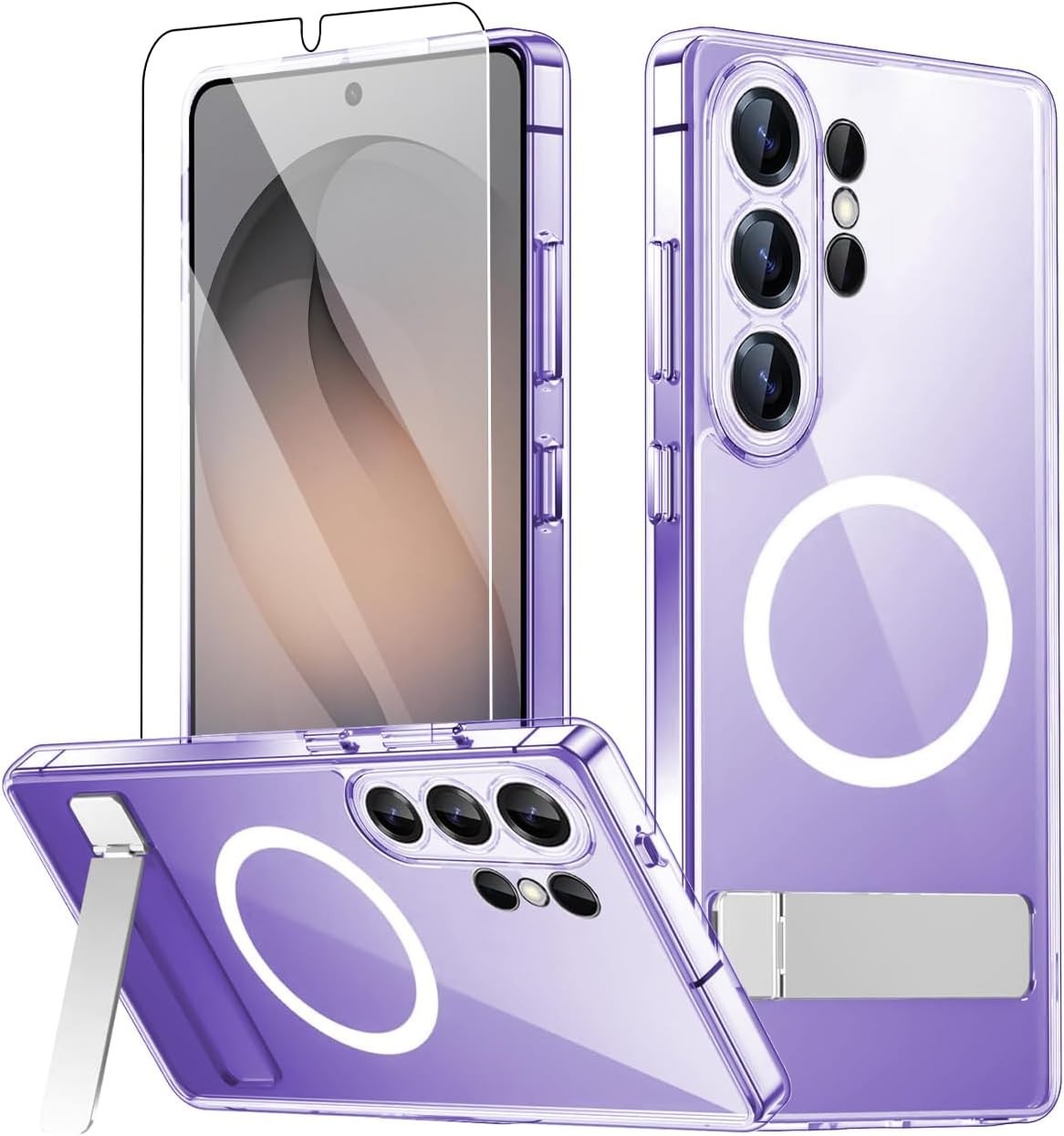 Magnetic for Samsung Galaxy S25 Ultra Case with Stand and Screen Protector, Clea