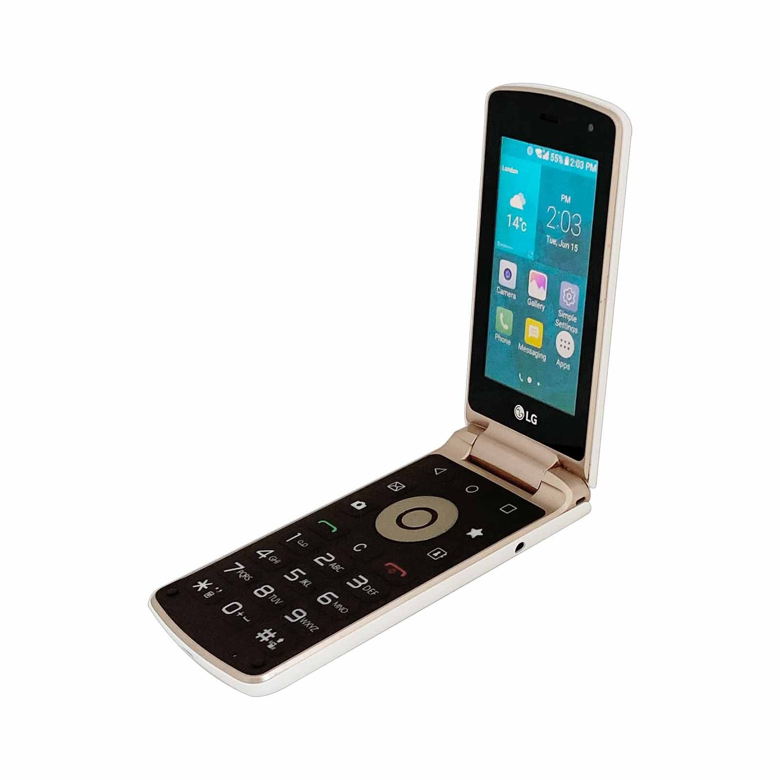 LG X100 Smart Folder White Unlocked 4G Android Flip Phone 16GB 3.3″ Clamshell