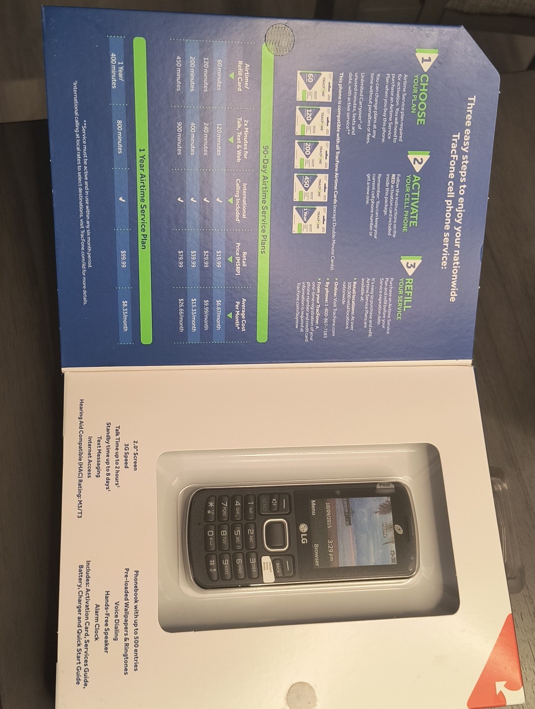 LG 328BG TracFone Black and Gray Cellular 3G Text Internet Prepay Cell Phone