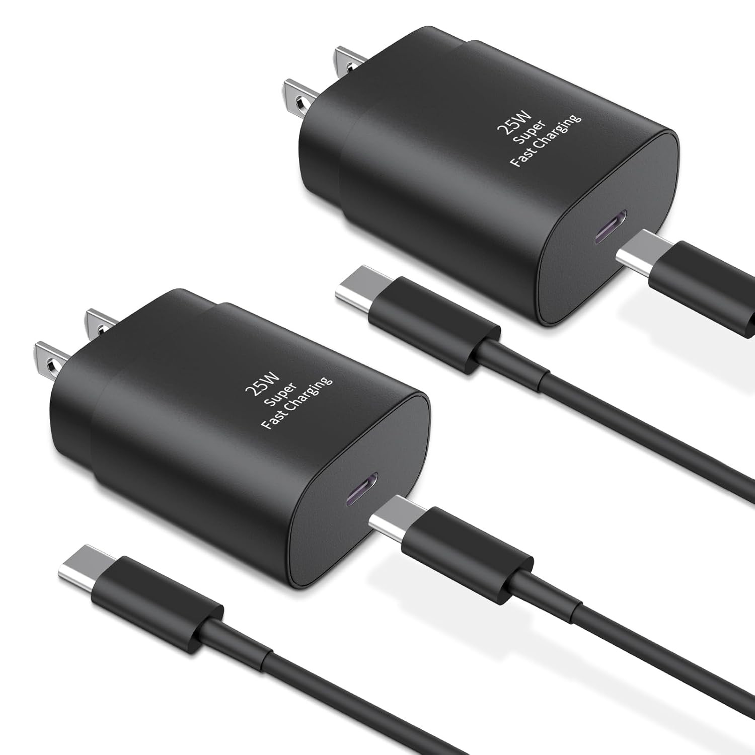 2-Pack 25W USB-C Fast Charger Block for Samsung Galaxy S24/S23 6Ft Cable