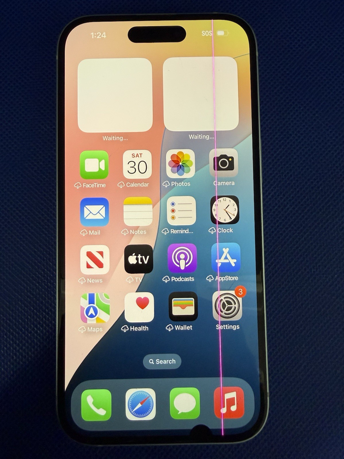 Apple iPhone 15 – 128GB – Blue (AT&T) Fin Crack Bad LCD 84% Only
