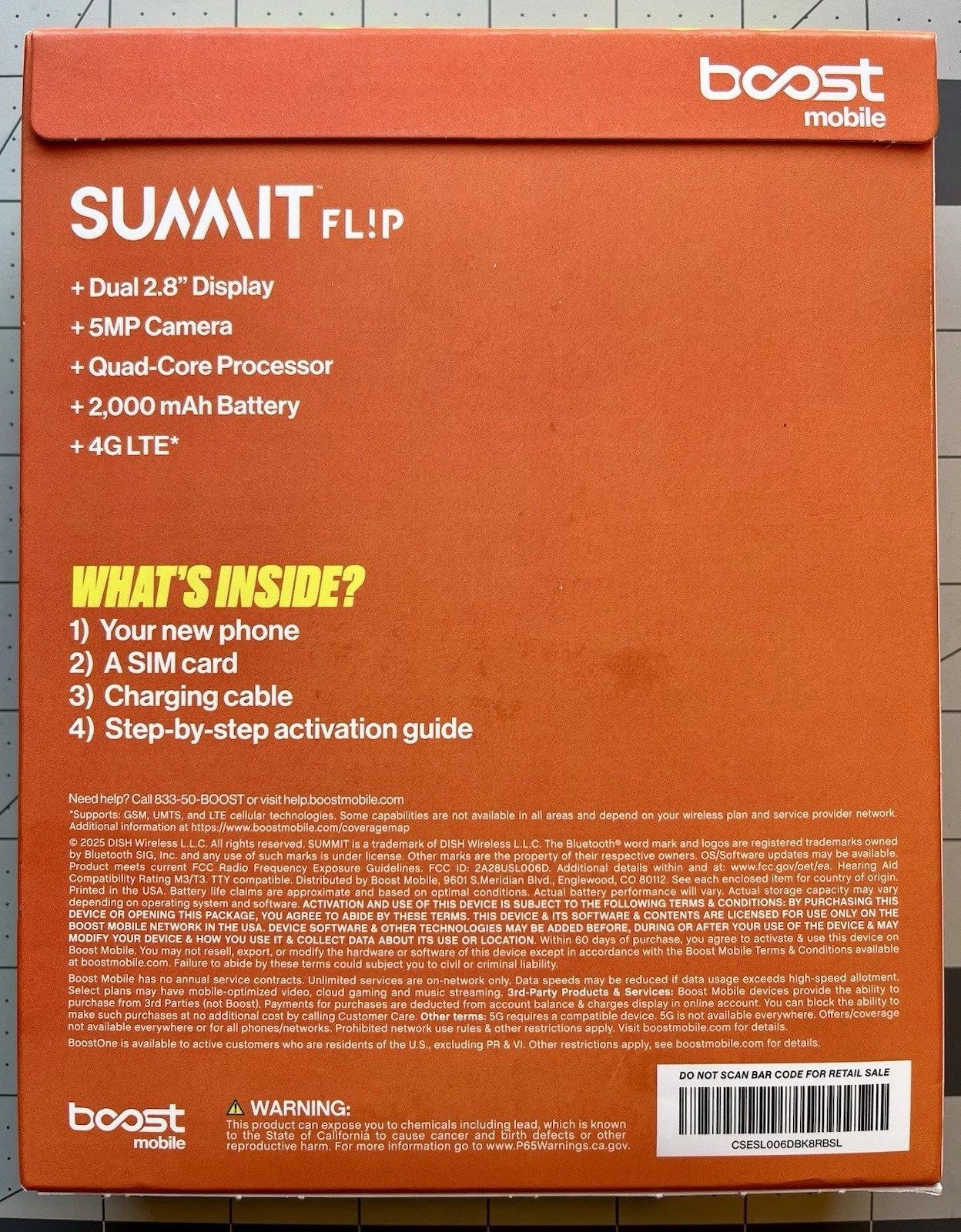 NEW SEALED! BOOST MOBILE SUMMIT FLIP PHONE DUAL 2.8” DISPLAY 8GB INCLUDE SIM