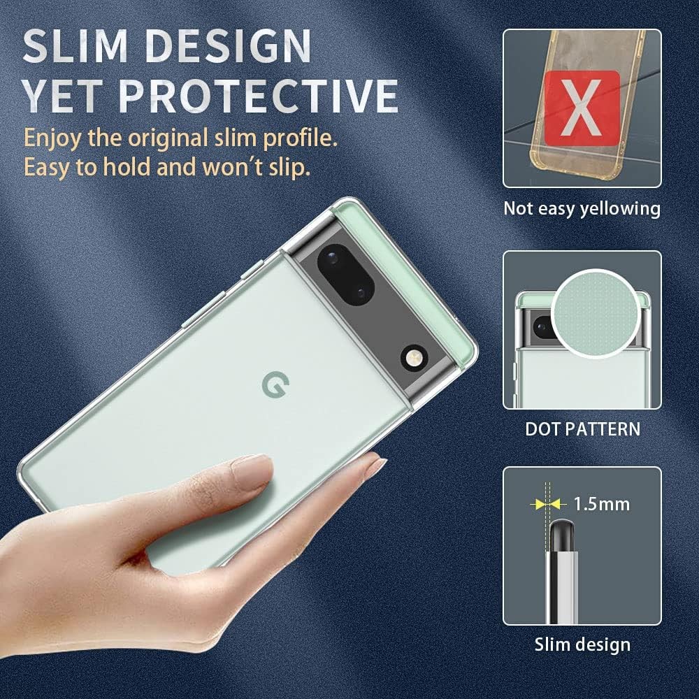 Crystal Clear Google Pixel 6a Case Soft Slim Fit Transparent Plastic TPU Cover