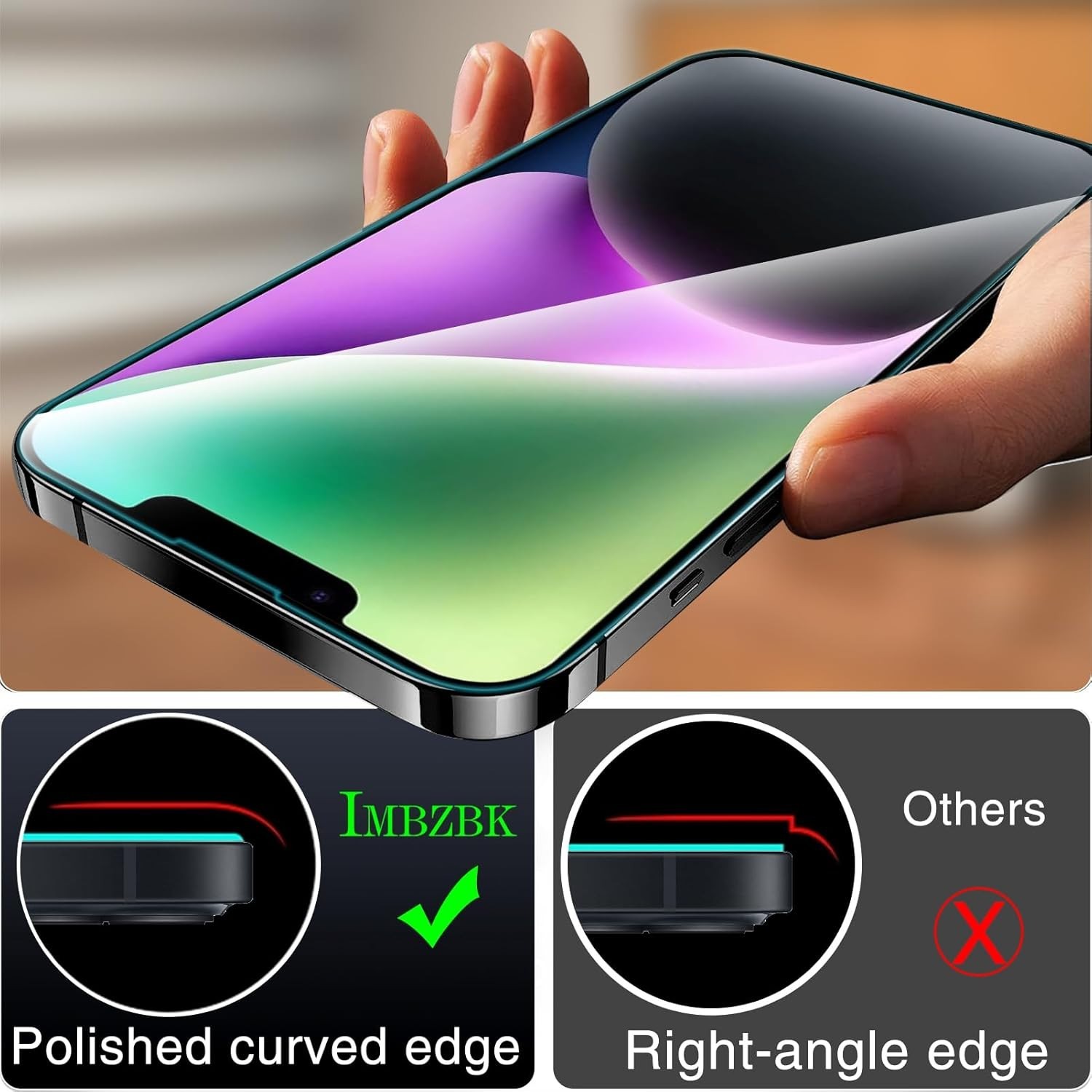For iPhone 14 6.1 inch Screen Protector,Front Tempered Glass,Side-Back Film