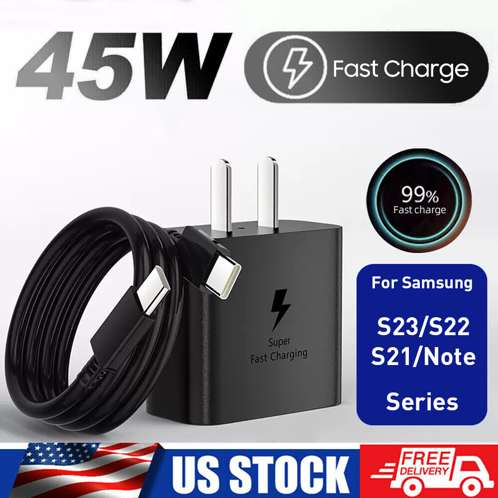 45W Fast Wall Charger Adapter 6ft Type-C Power Cable For Samsung S21 S22 S23 S24