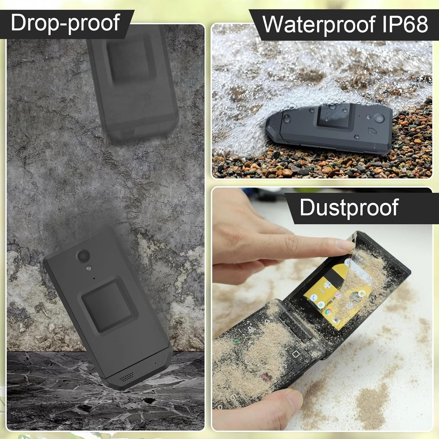Unifone Rugged Flip Phone Unlocked 4G LTE GSM Android 11 IP68 Water Resistant