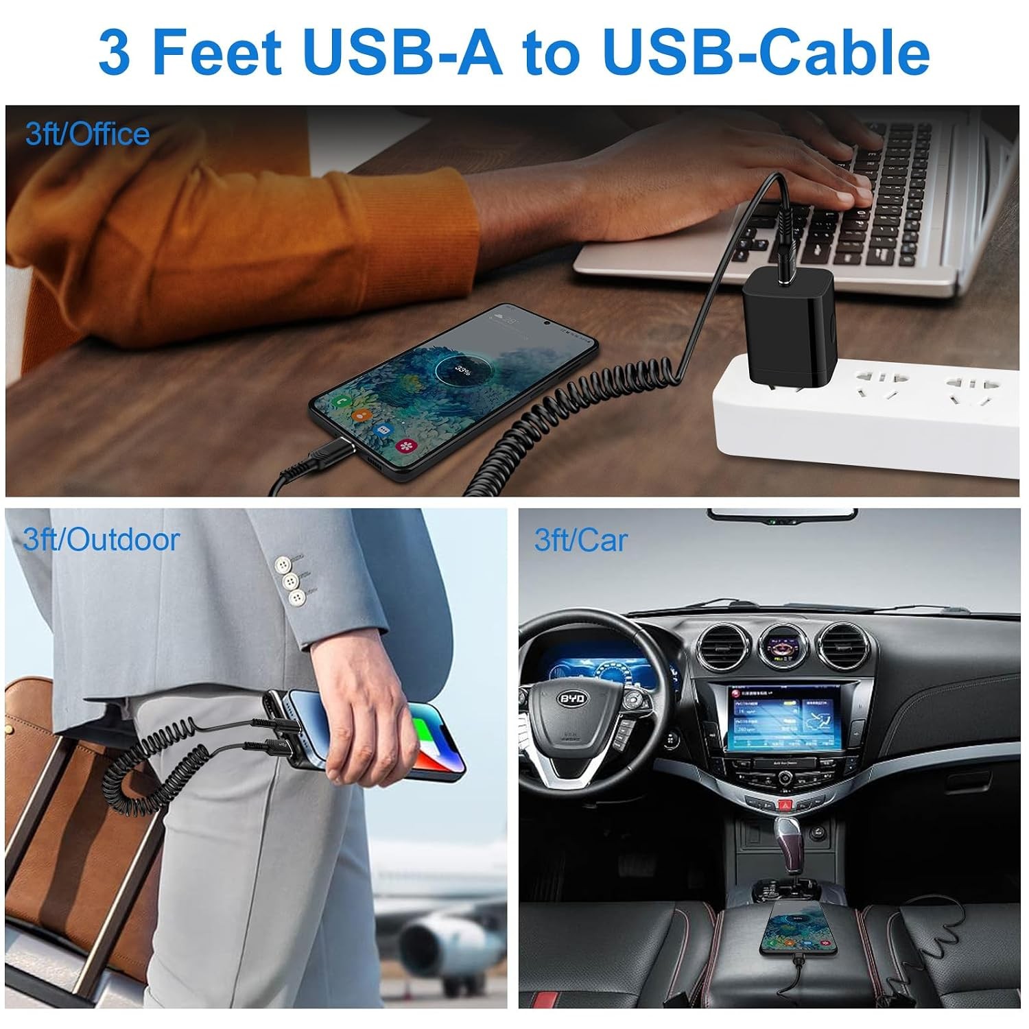 3FT Fast Charging USB A to USB C Charger for Samsung Galaxy A17 A16