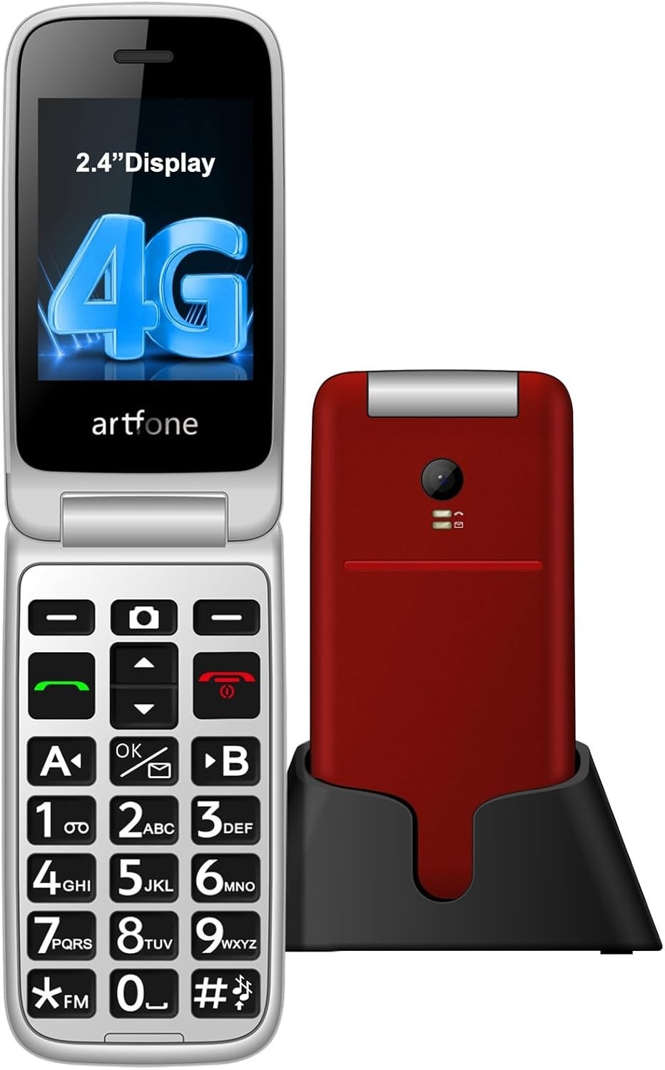 G3 Pro Red – 4G LTE Flip Phone for Seniors with Extended Battery & SOS Feature