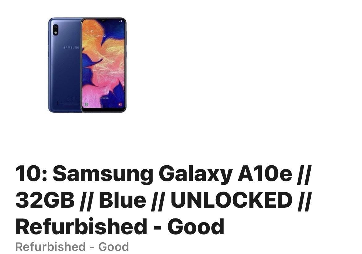 samsung galaxy a10e unlocked