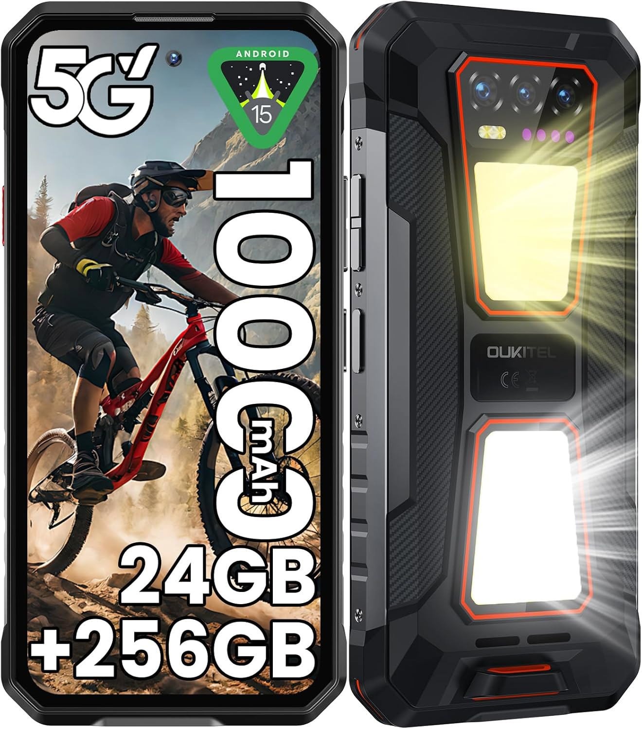 OUKITEL WP58 PRO 5G Rugged Phone 256GB 10000mAh Android 15 IP68 6.7″ 120Hz NFC