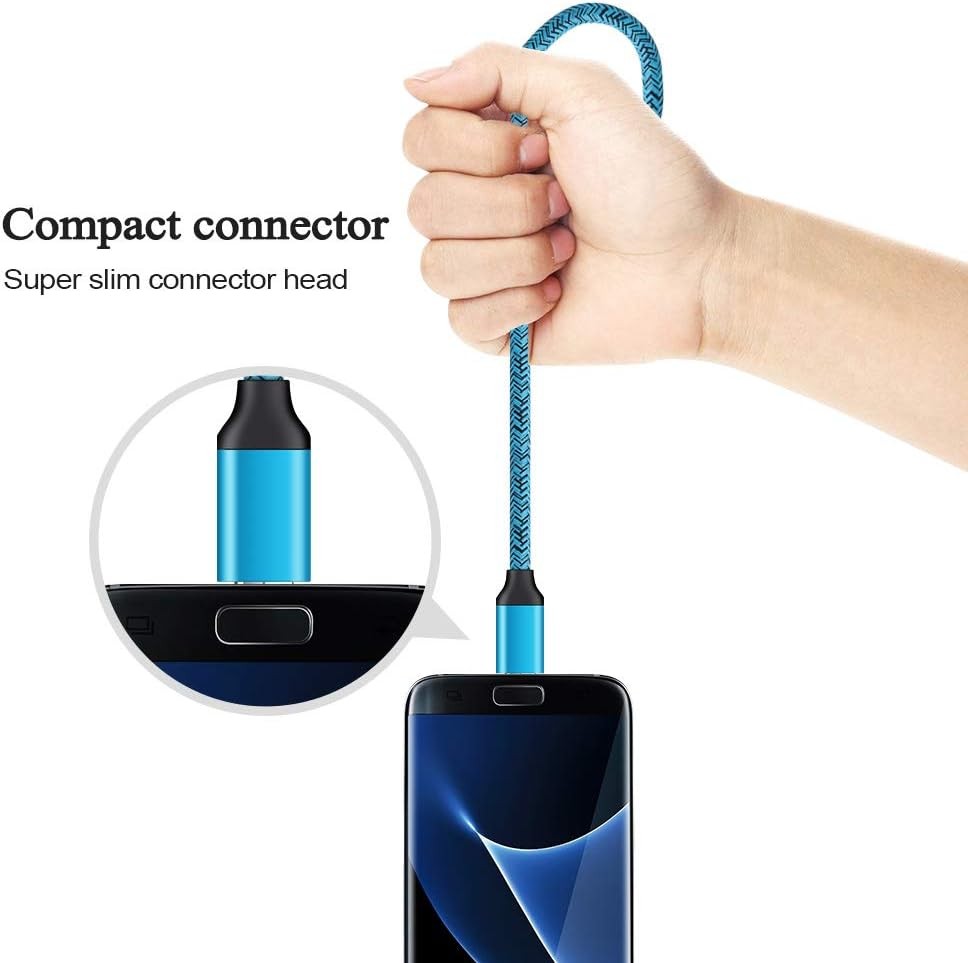 2 Pack Fast Micro USB Charger for Samsung Galaxy S7, S6 Edge 6ft Long