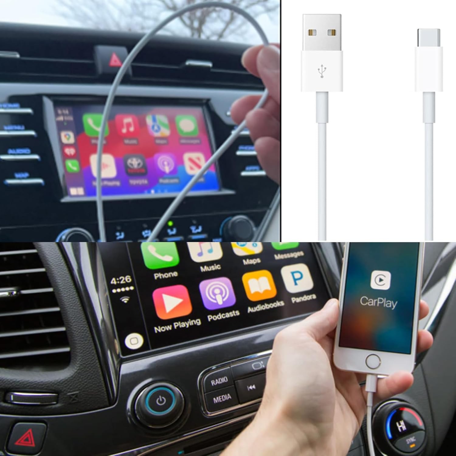 3ft Fast Charger USB A to USB C for iPhone 15 16 17 Plus