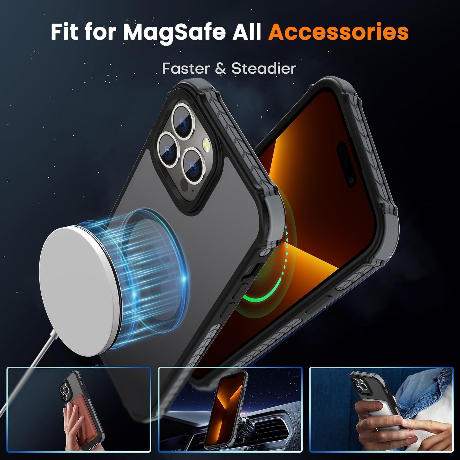 Strong Magnetic Case for iPhone 14 Pro Max 6.7-Inch, Translucent Matte Shockproo