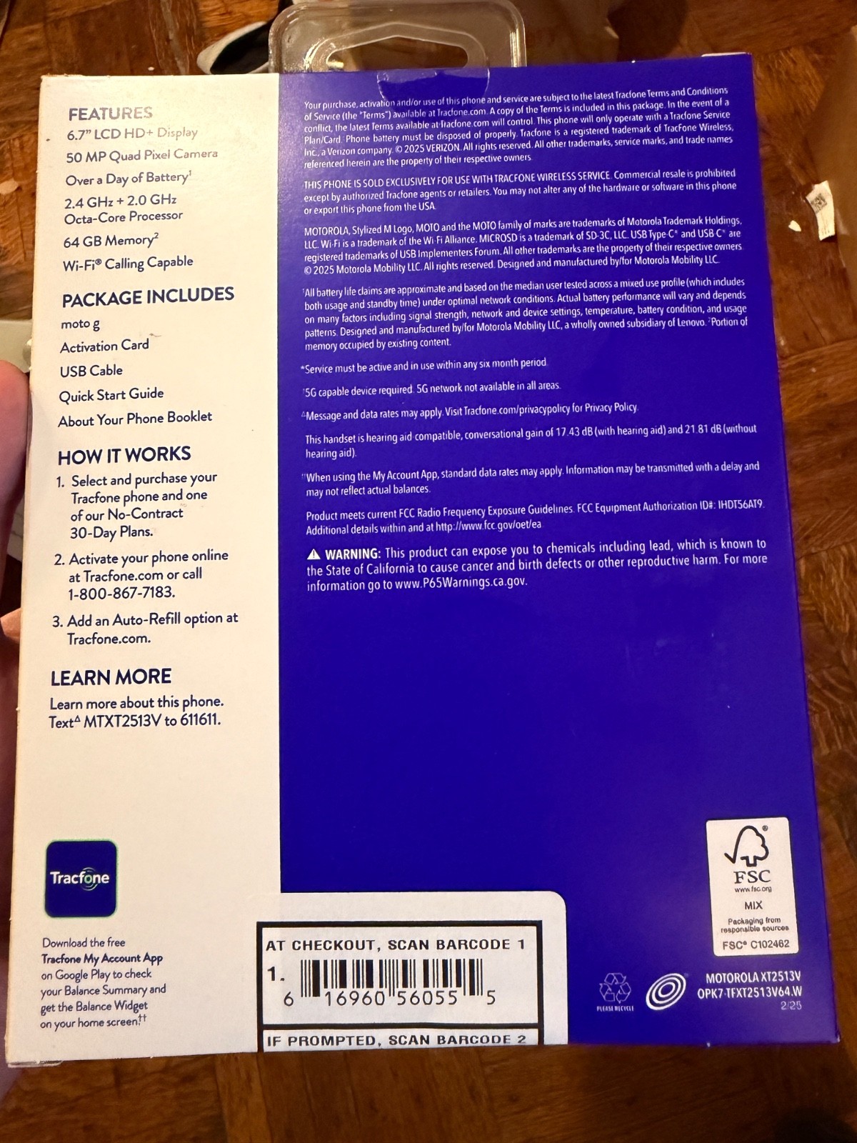 Motorola Moto G 5G 2025, 64GB Blue Tracfone