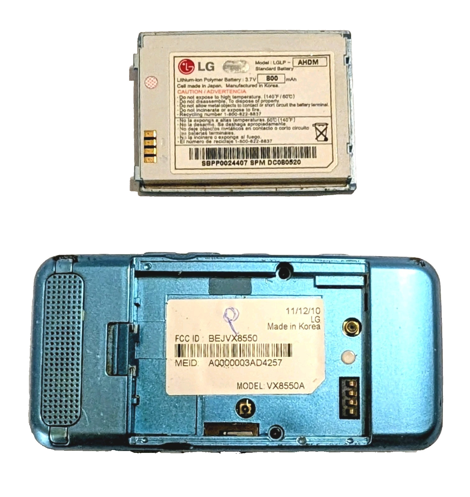 Vtg LG Chocolate 2 II Ice Mint Blue Verizon Slider Phone w/Battery VX8550 RARE