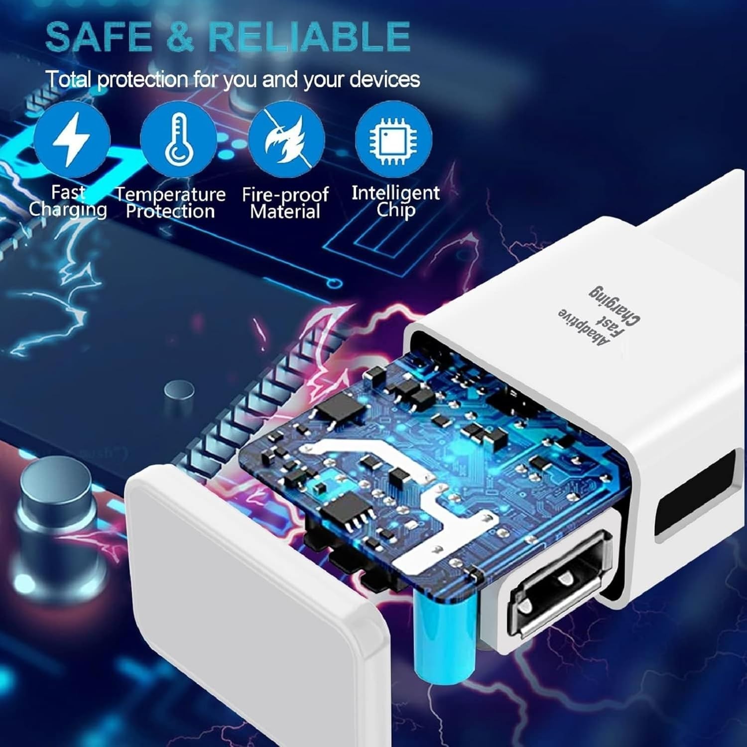 6FT Type-C Fast Charger Wall Adapter for Galaxy S9 S10 S20 S21 S22 S23 S24
