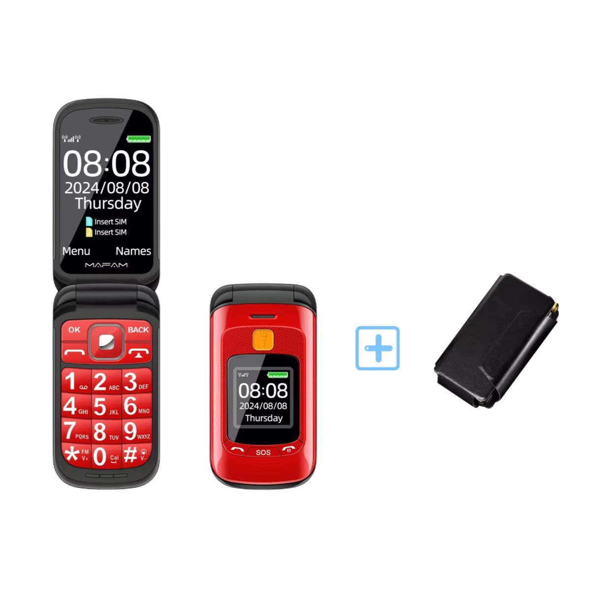 Senior Flip Dual Display Mobile Phone for Elderly Two SIM Card Large Button Spee