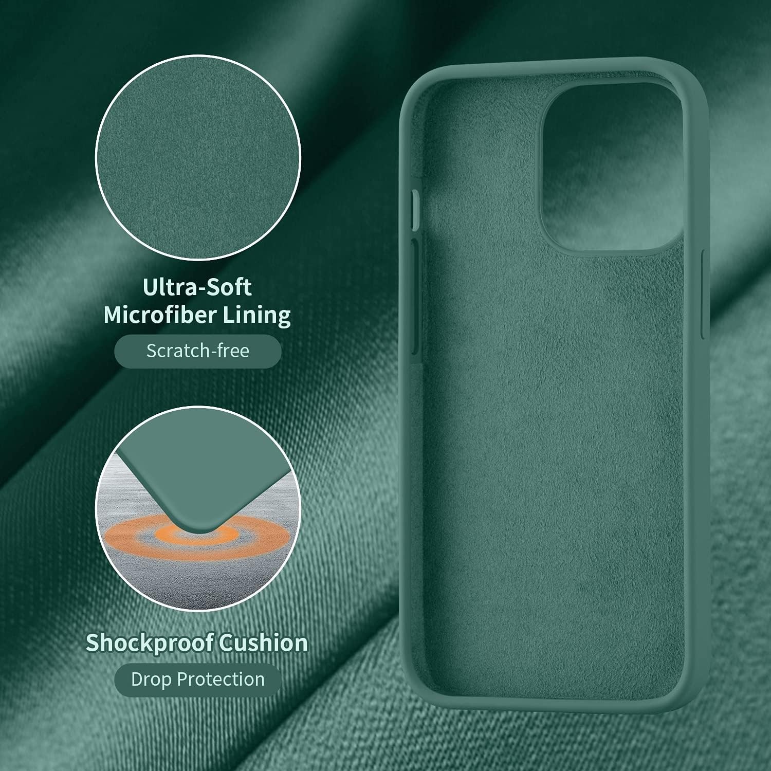 Designed for iPhone 13 Pro Case, Silicone Ultra Slim Shockproof Protective Case
