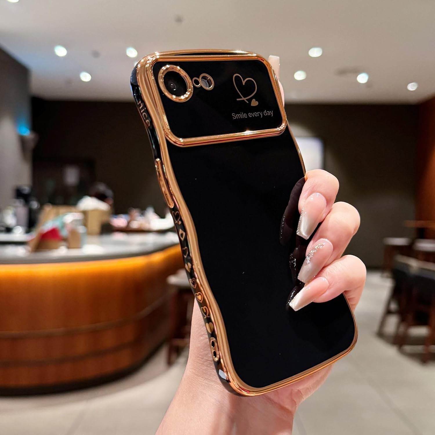 iPhone 16e Case for iPhone 17e Case for Women Girls, Cute Wave Frame Dark Purple
