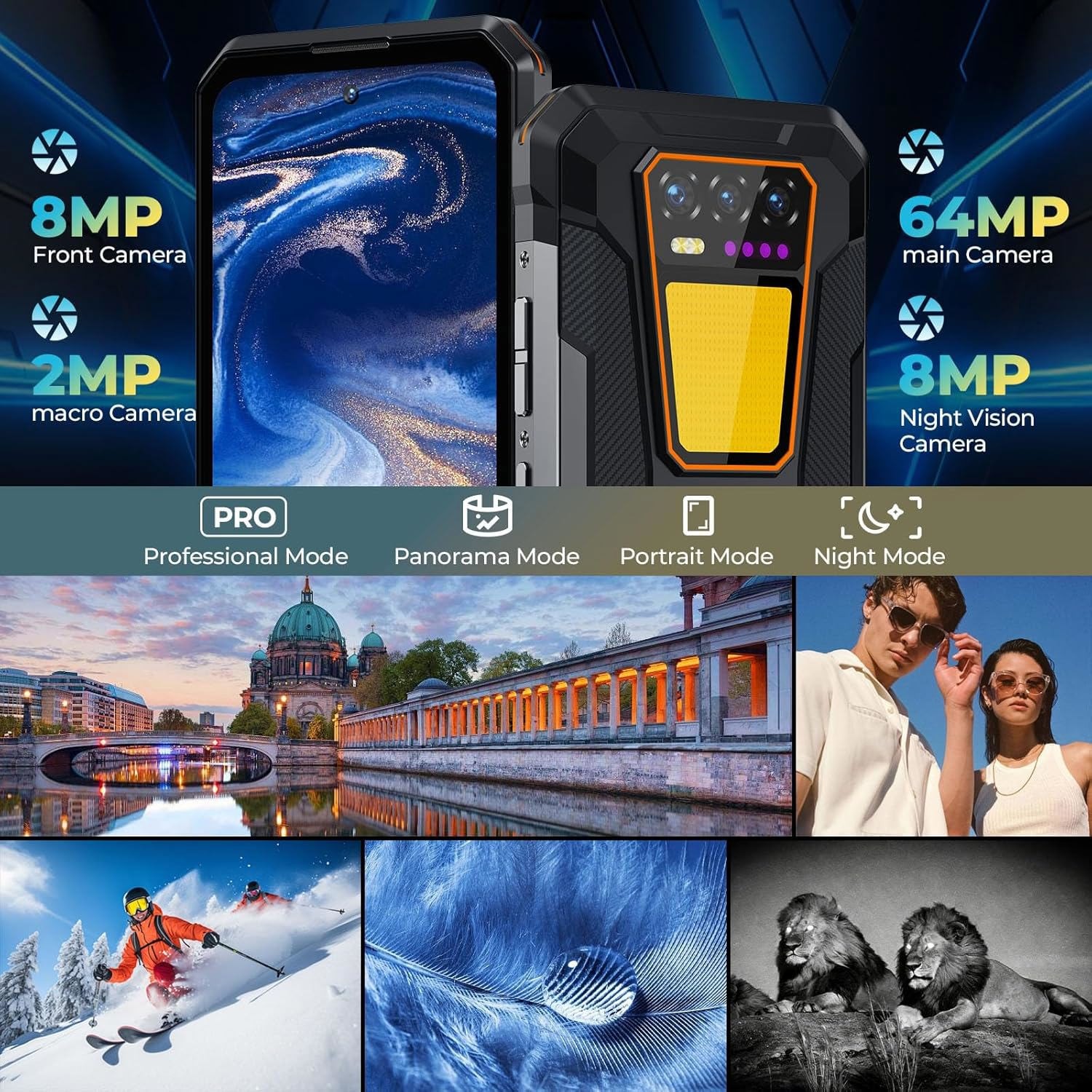 OUKITEL WP58 Pro Rugged Phone 5G 10000mAh Battery Android 15 IP68 6.7″ 120Hz NFC