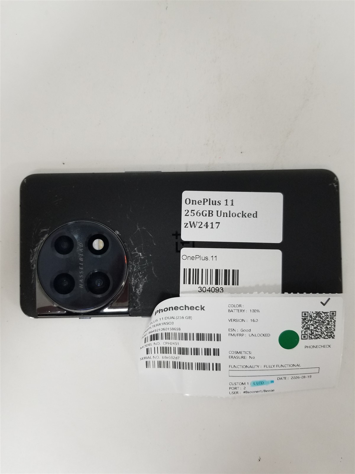 OnePlus 11 256GB Black 256GB CPH2451 (Unlocked) Discounted zW2417