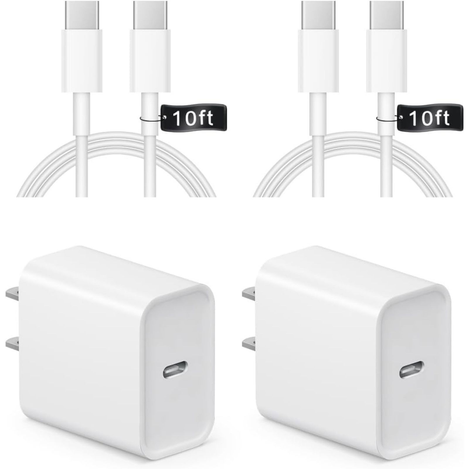 20W USB-C Fast Charger Block for iPhone 17/16 with 10Ft Cable