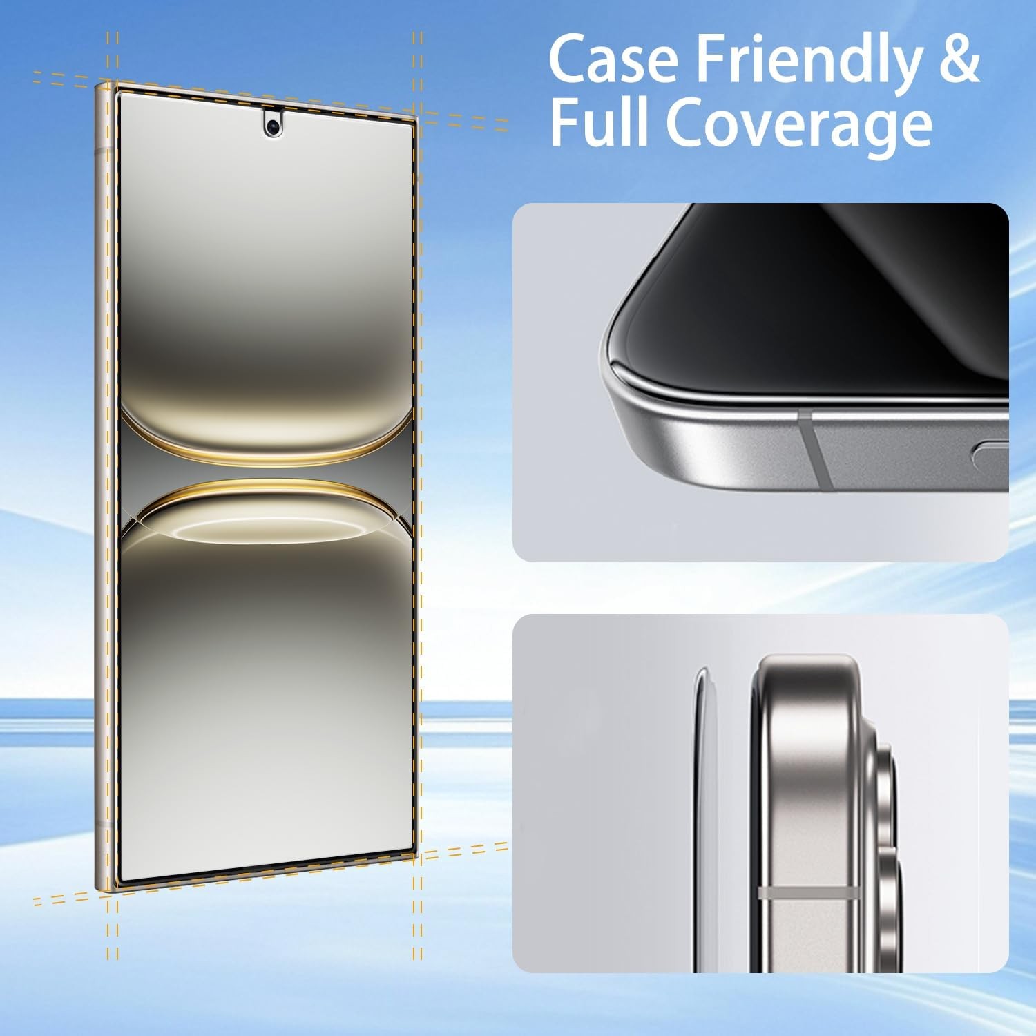 3PCS Screen Protector for Samsung Galaxy S24 Ultra 6.8 Inch Full Coverage Case F